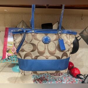 Vintage blue and brown couch shoulder bag